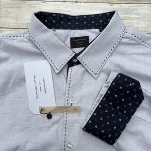 7Diamonds Button Down Shirt Large Grey NWT Edge Of Tomorrow Paisley Cotton